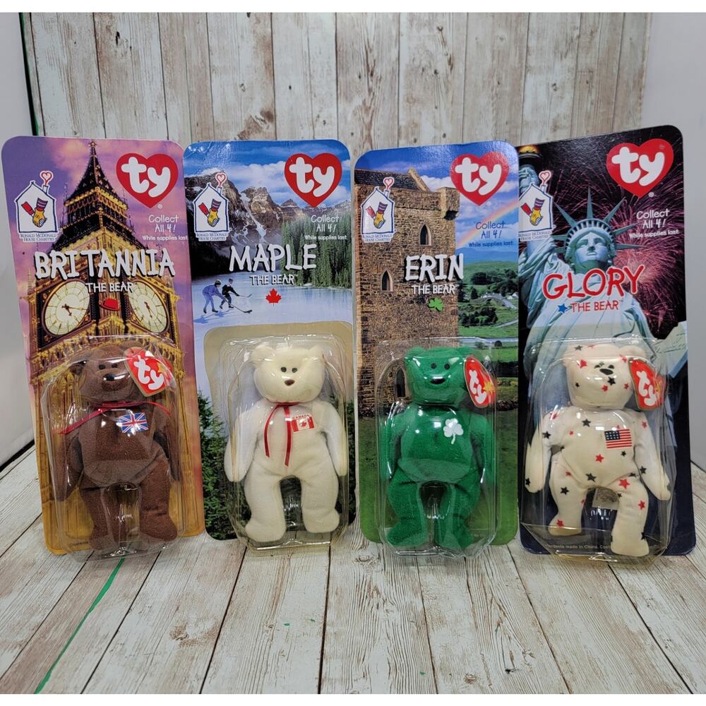 Ty Beanie Babies International Bears - Set of 4 McDonald’s 1999 New in Box RARE!